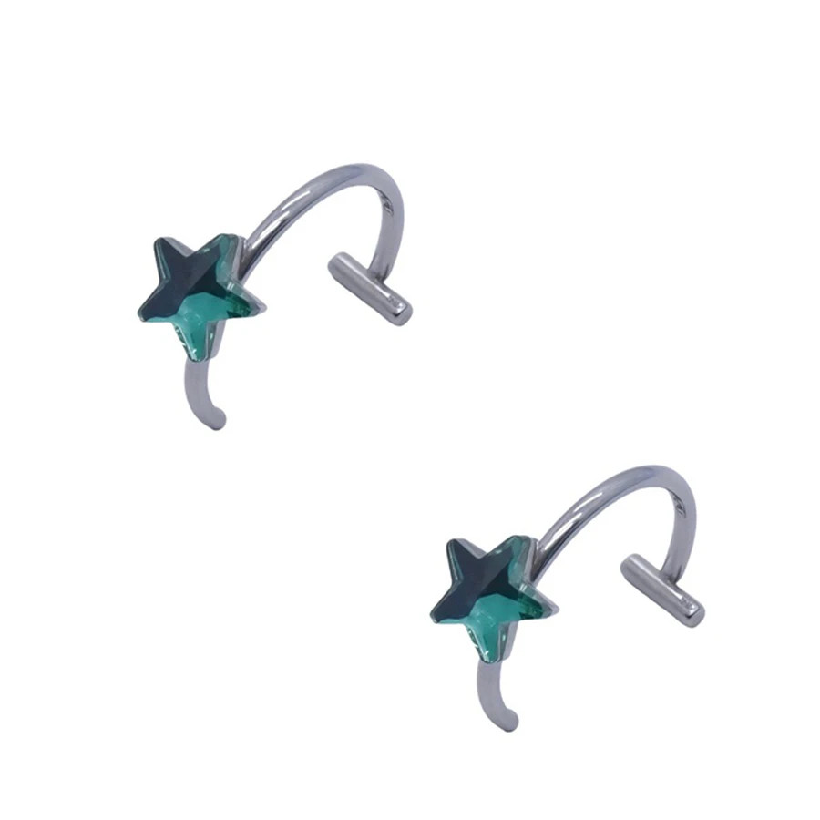 2PCS Trendy 10mm Stainless Steel Punk Clip on Fake Piercing Nose Wrap Lip Rings