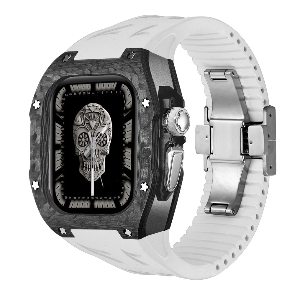 Luxury Titanium Carbon Fiber Case Rubber Band Mod Kit For Apple Watch Ultra 49MM