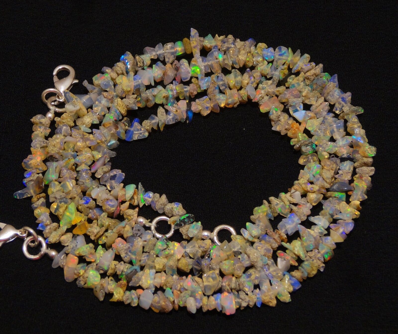 Natural Gem Ethiopian Welo Opal 4 to 5MM Approx. Uncut Beads Necklace 18″ 40Cts.