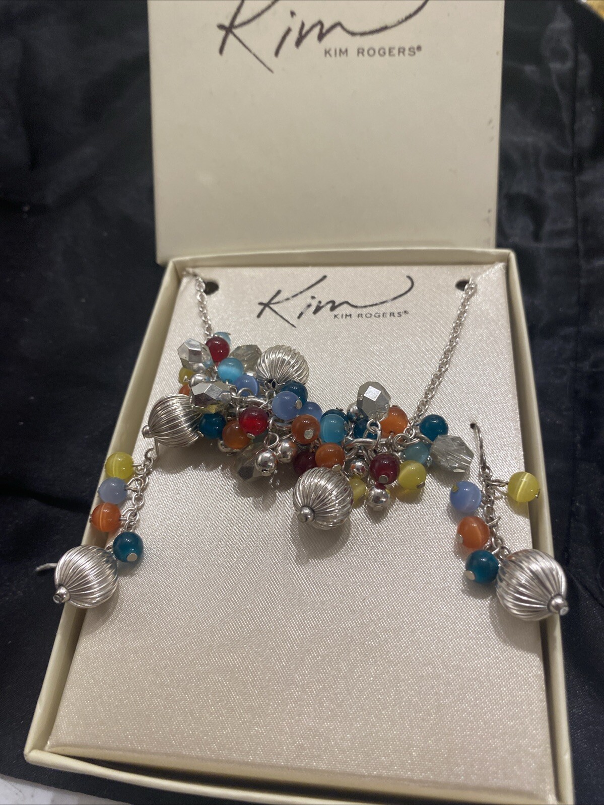 Kim Rogers Tropicana Style Chain Bead Necklace And Earrings CL