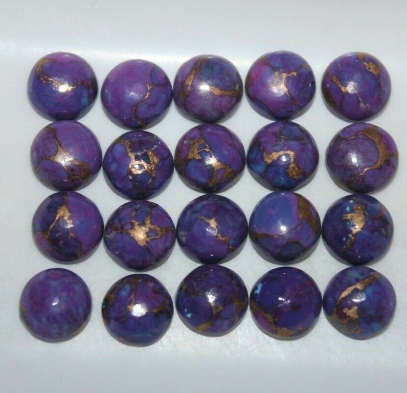 Purple Copper Turquoise 4mm, 5mm, 6mm, 8mm, 9mm, 10mm Cabochon Round Gemstone(s)