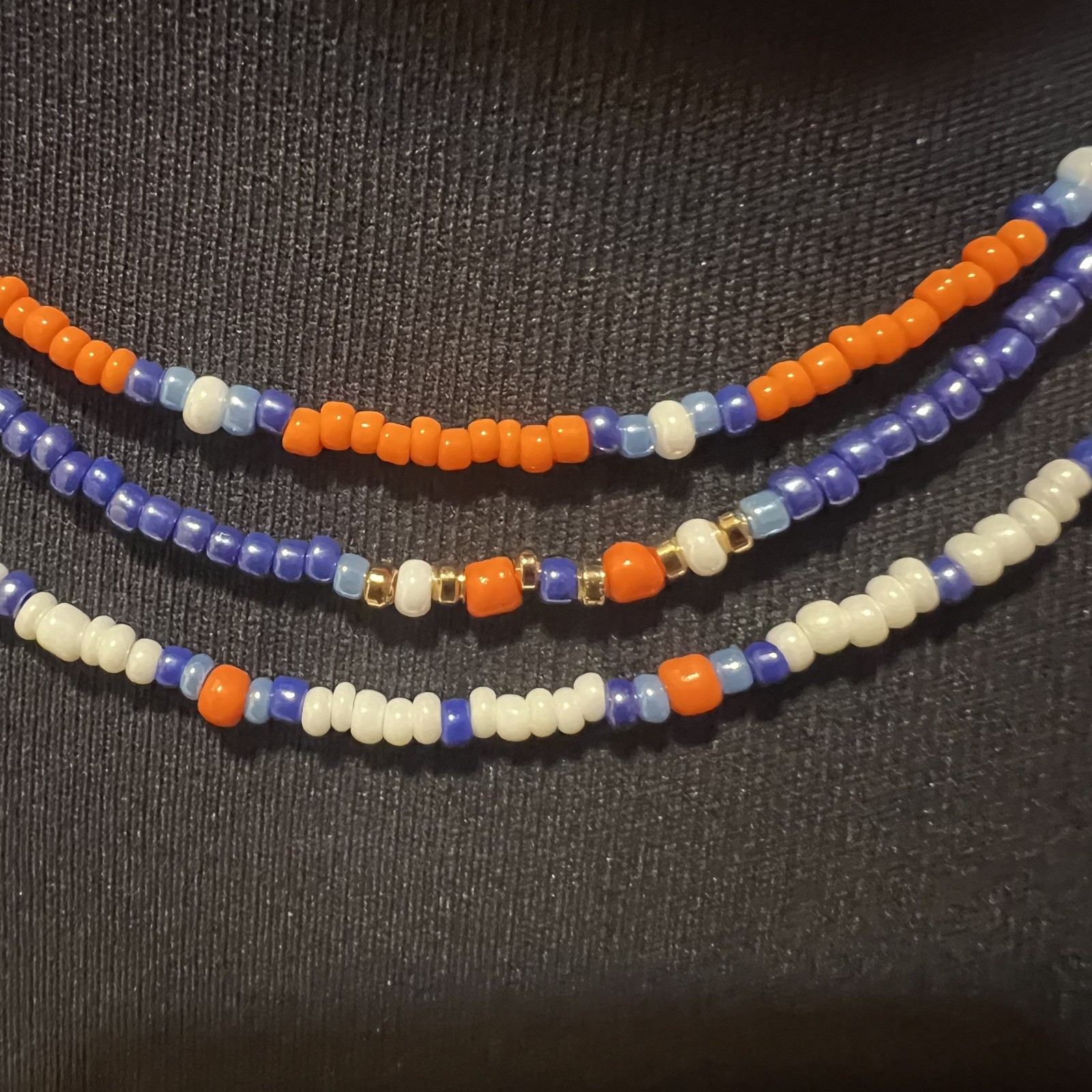 Handmade beaded layering necklace choker multi strand seed bead faux pearl boho