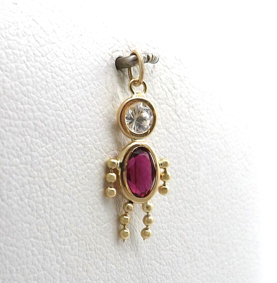 14k Gold Little Boy July Birthstone cz Charm Pendant New