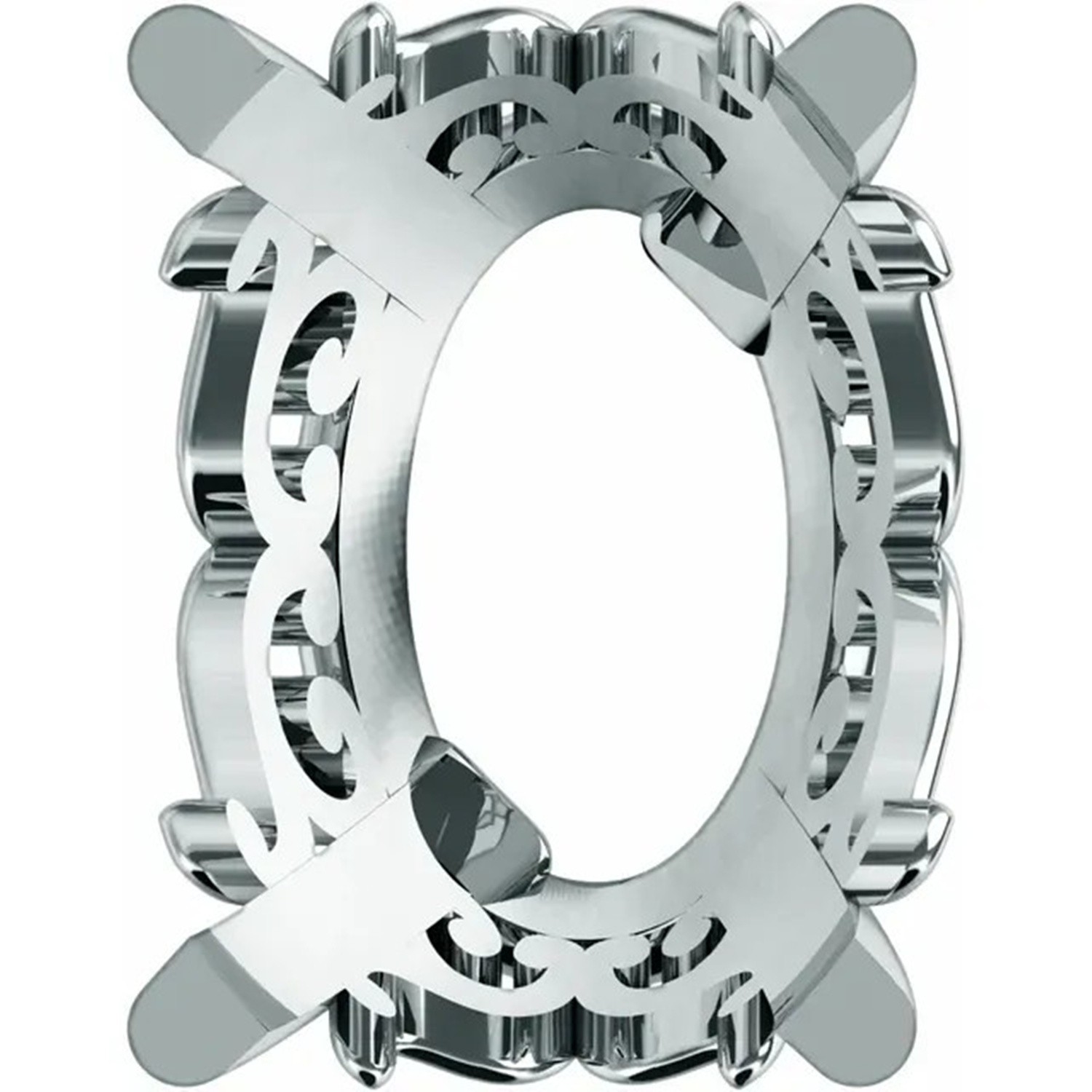 Oval Cut Setting 14K Solid White Gold Vintage Style 4 Prong Design Mounting USA