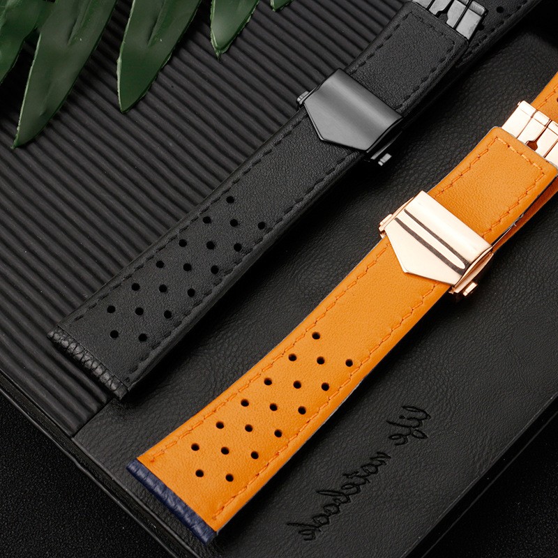 For TAG Heuer Quality Porous Breathable Genuine Leather Watch Band Strap 22mm