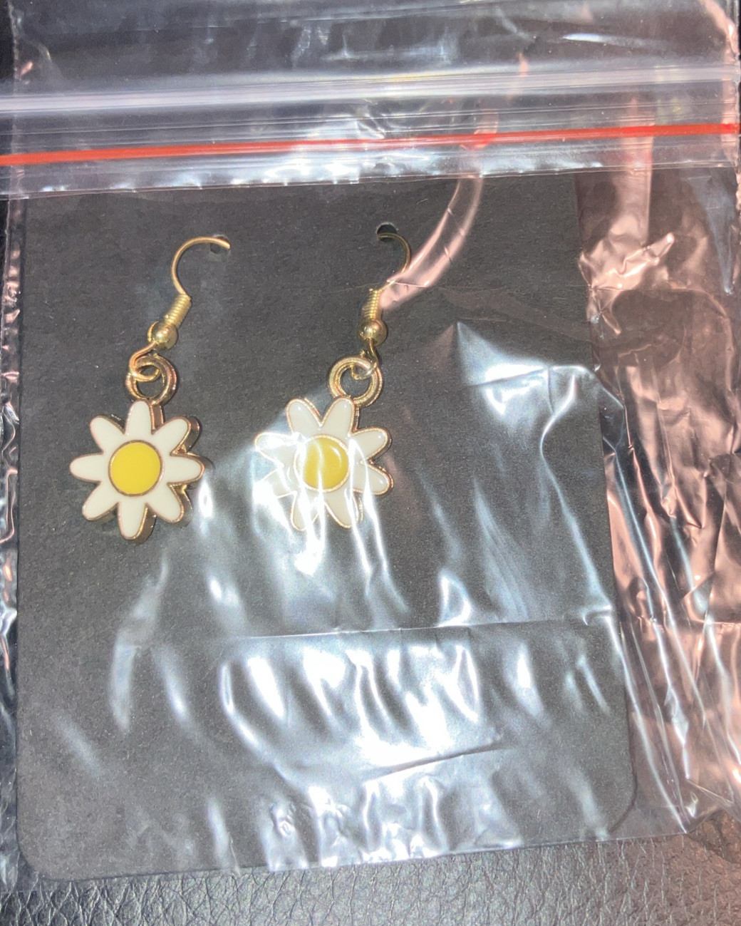 Handmade White Daisy earrings with French Hook
