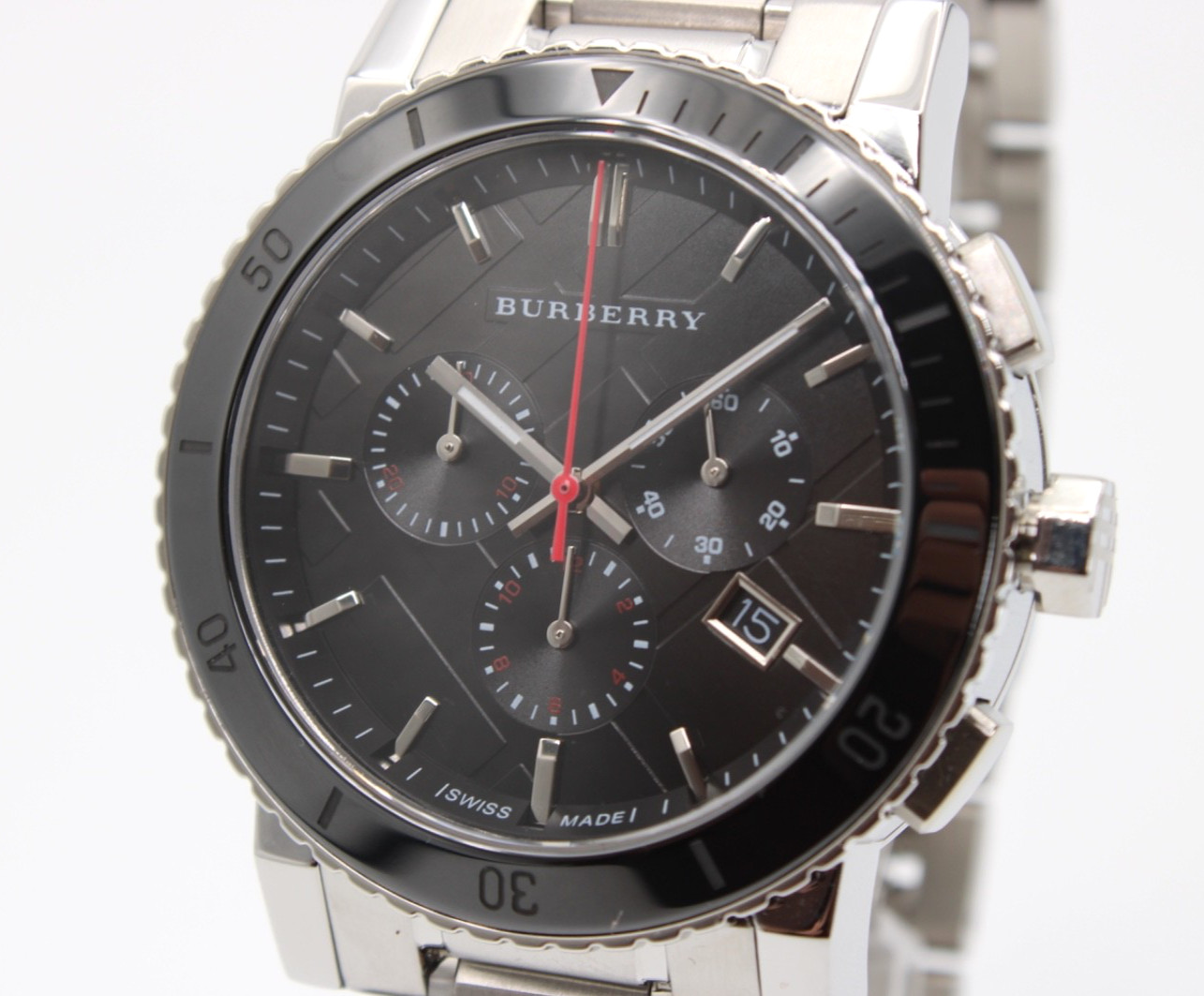 BURBERRY THE CITY BU9380 Stainless Steel Black Dial Chronograph Men’s Watch