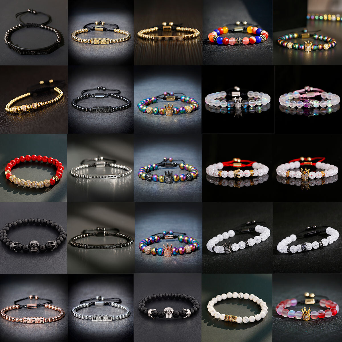 Wholesale Lots Mixed Adjustable Bracelets Luxury Zircon Stone Women Men Jewelry