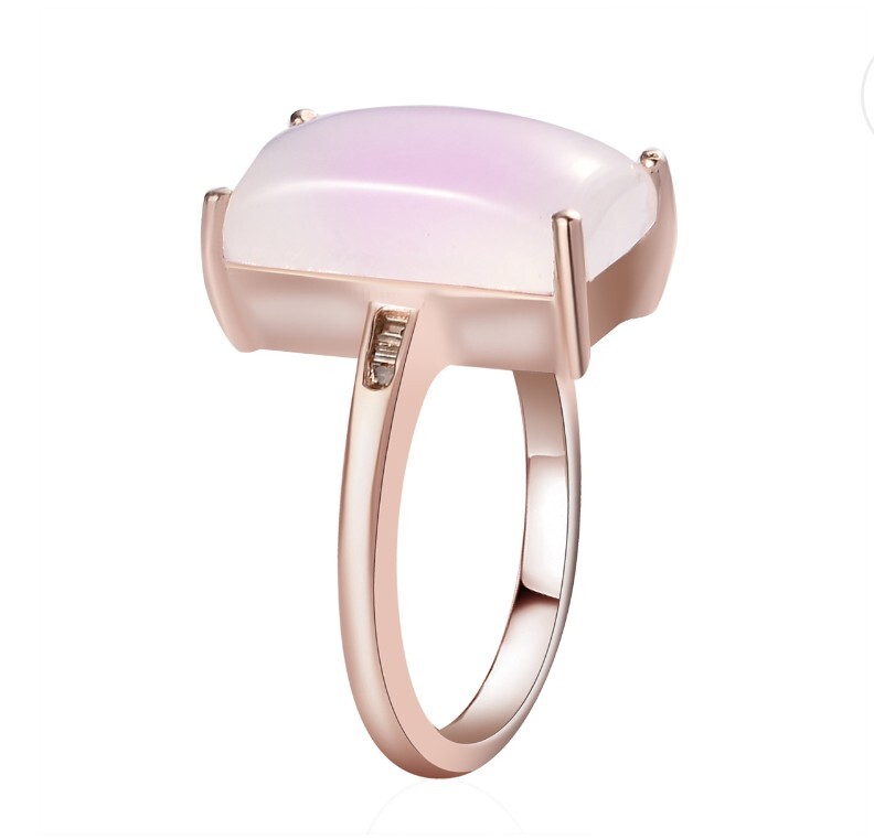 Moonstone And Diamond Ring Vermeil Rose Gold Sterling Silver S9 ( 5.85ctw)