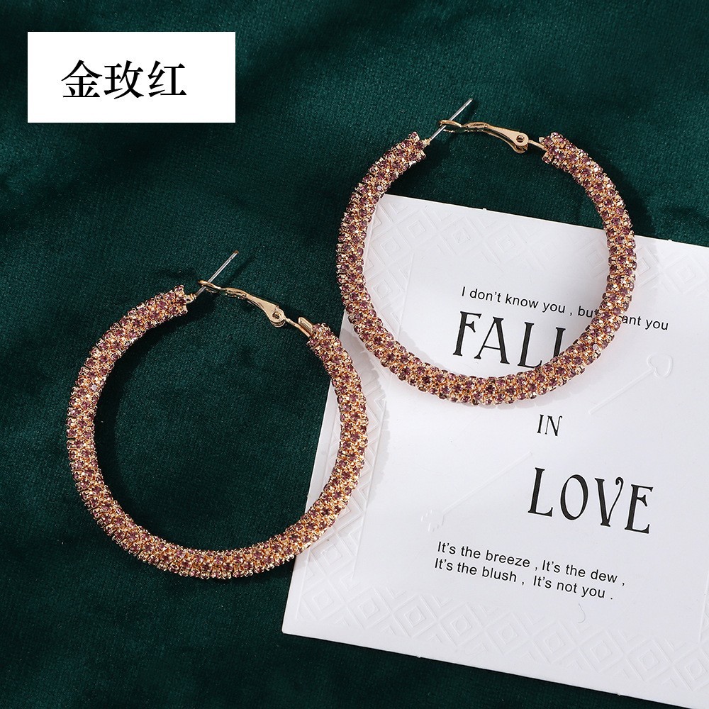 1pcs Boho Big Full Crystal Circle Hoop Earrings Women Party Wedding Accessories