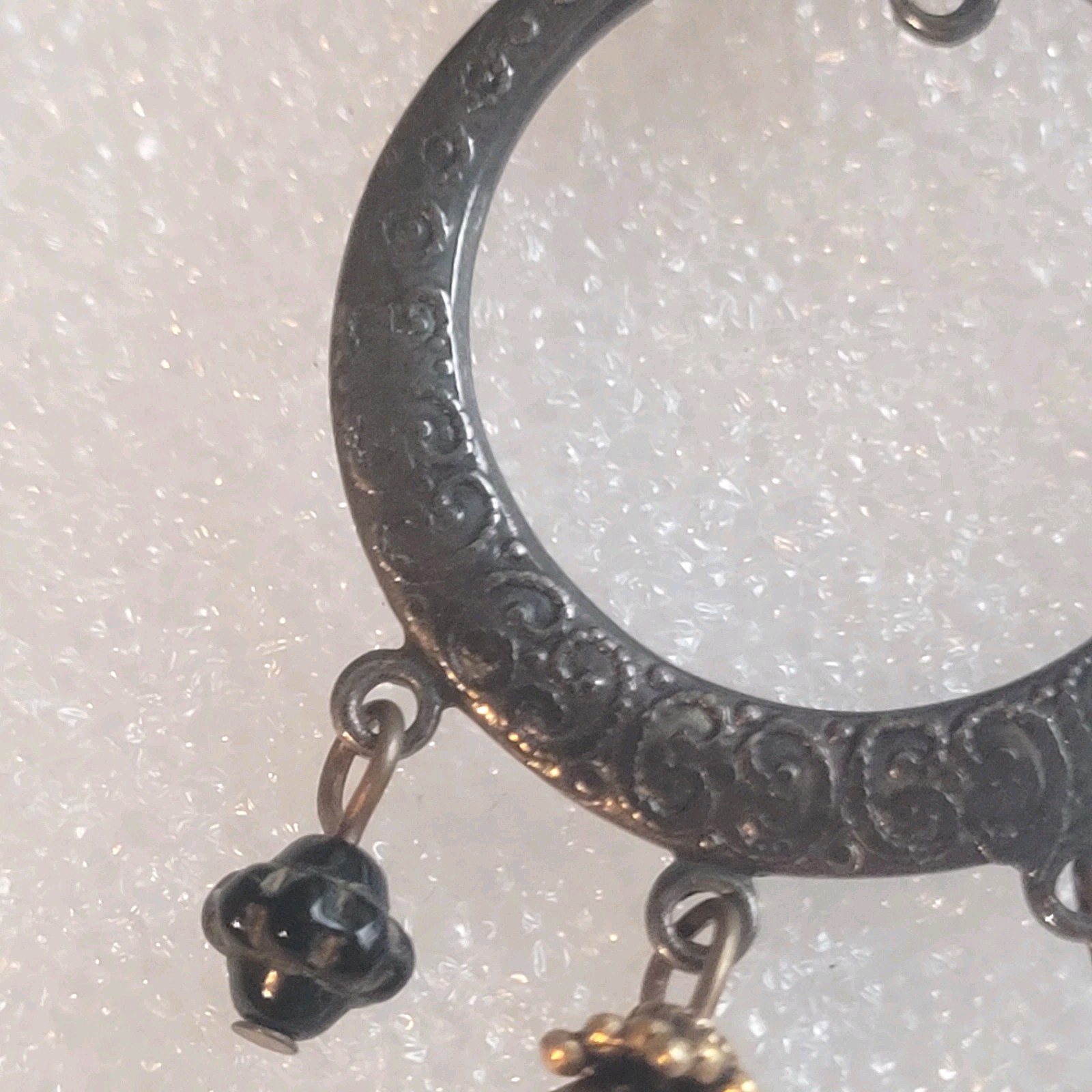 Marjorie Baer MB SF Boho Festival Mixed Metal Big Hoop Dangle Clip On Earring