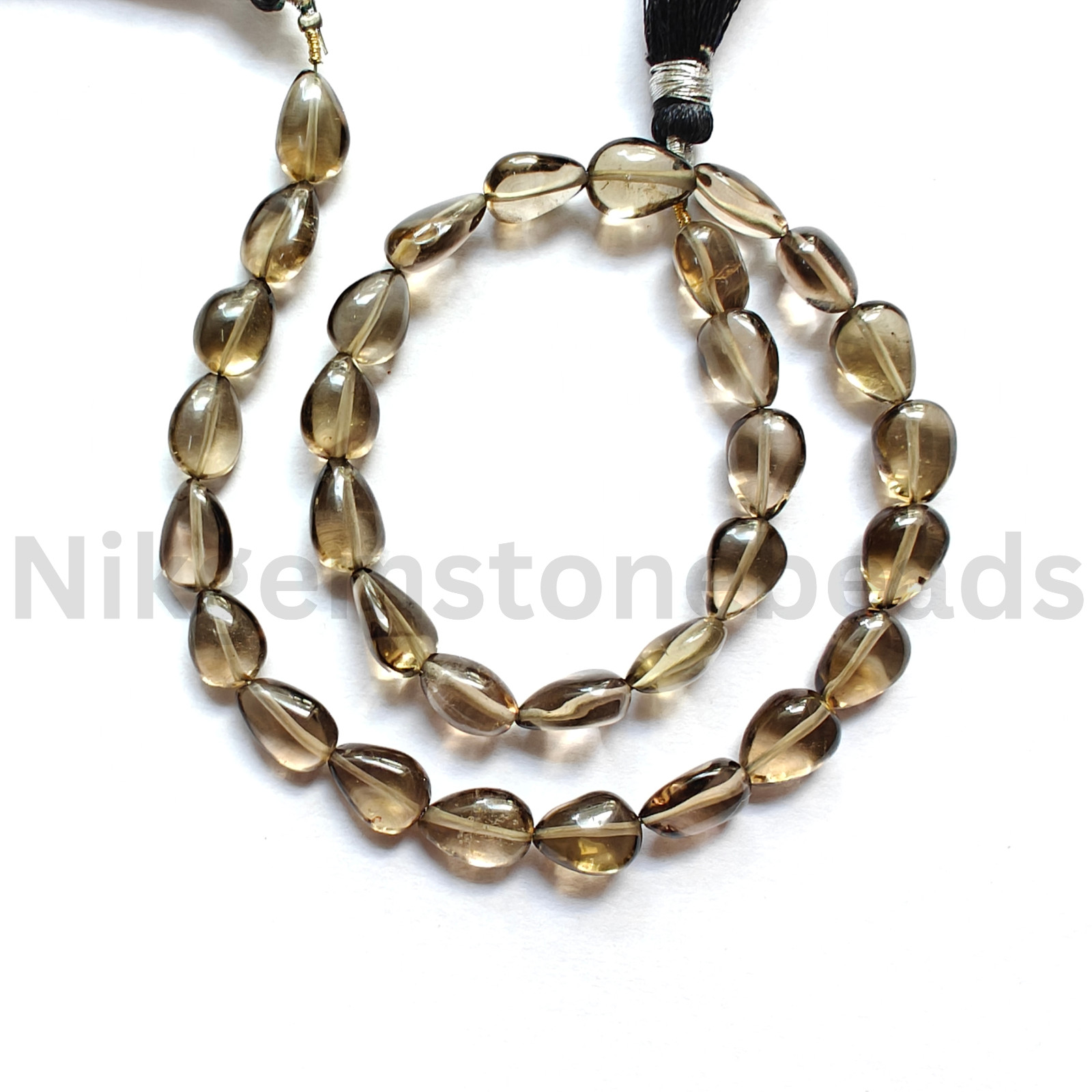 Natural Black Smokey Quartz Stone, Smooth & Plain Pear Cut Beads, 9.75-11.00 MM.