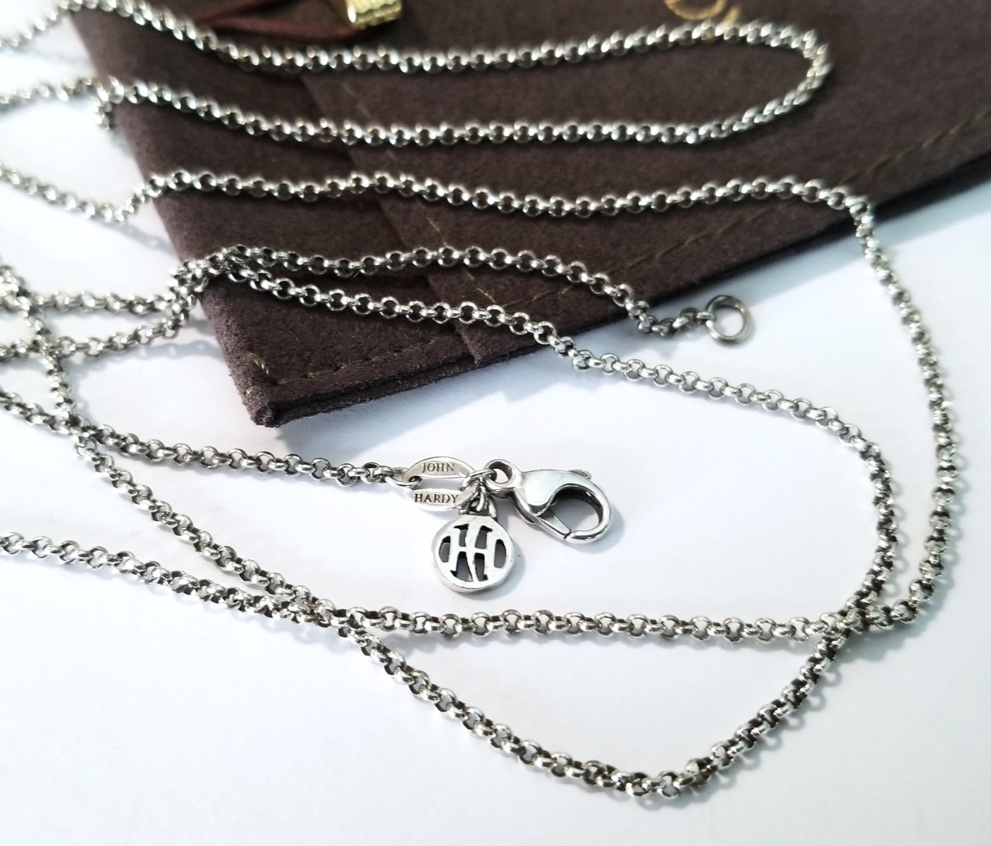 JOHN HARDY – Sterling Silver Rolo Chain Link Necklace – 36″ length – Stunning!