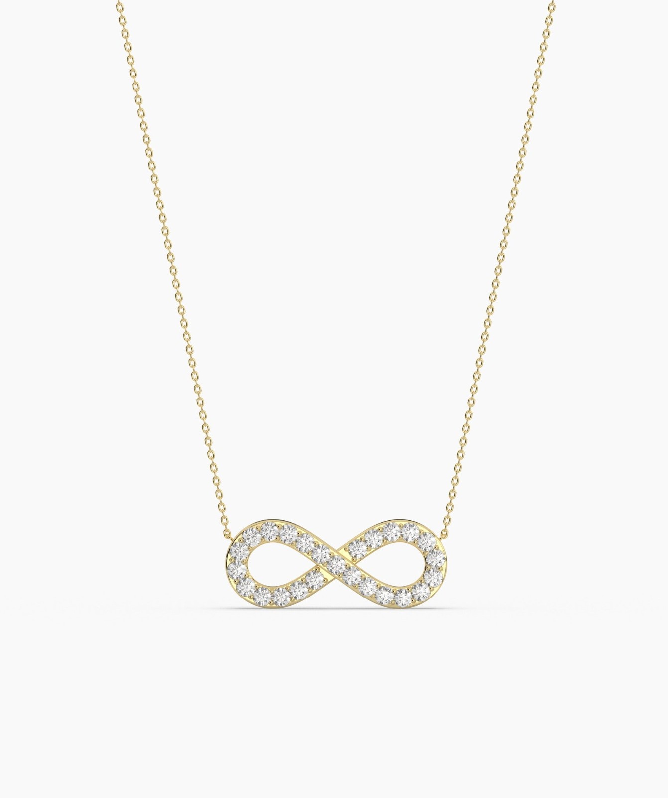 0.10 CT Round Lab Grown Diamond 14K Gold Dainty Infinity Symbol Pendant Necklace