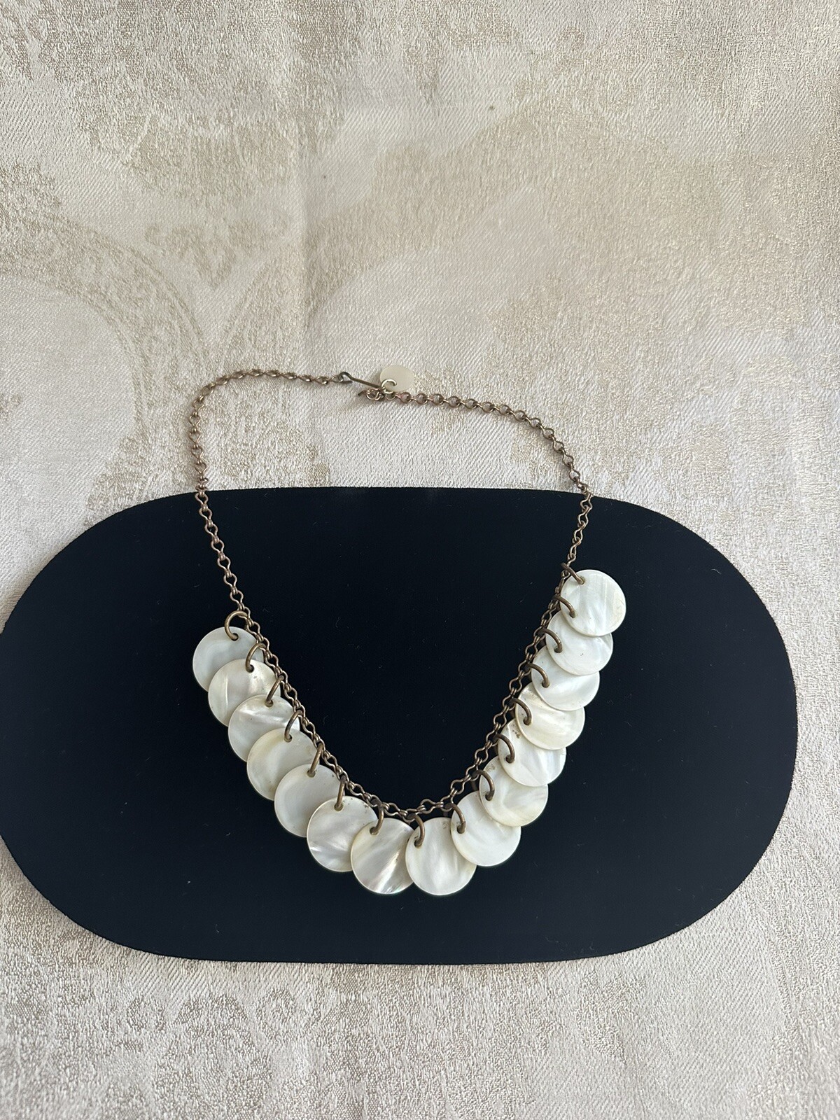 Vintage Mother of Pearl MOP Disc Button Choker Necklace – Circa 1940s Artisan