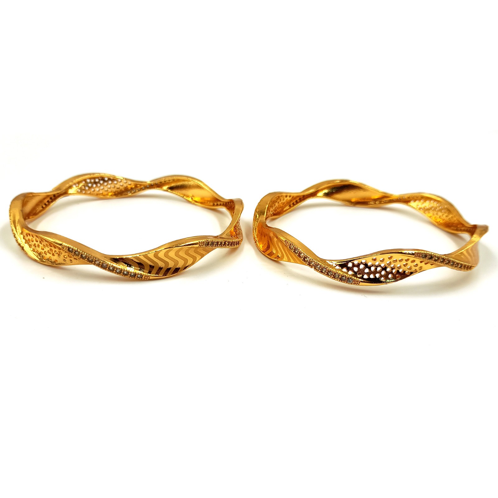 Stunning CZ Bangle Set 22k Rose Gold Plated Fashion Jewelry for Women & Girls
