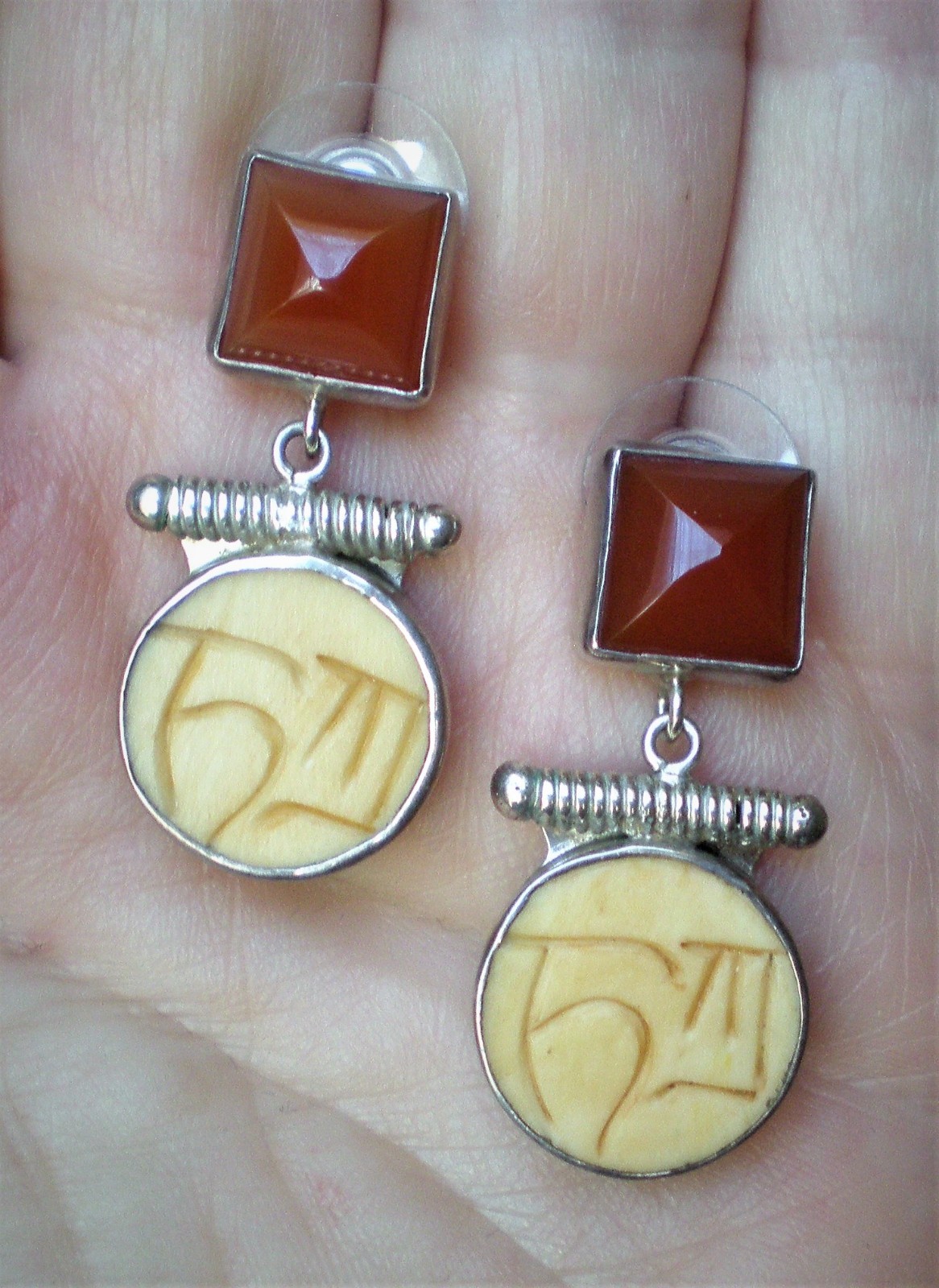 JANICE LEE RIPLEY JLR Sterling Silver 925 Carnelian Modernist Dangle Earrings