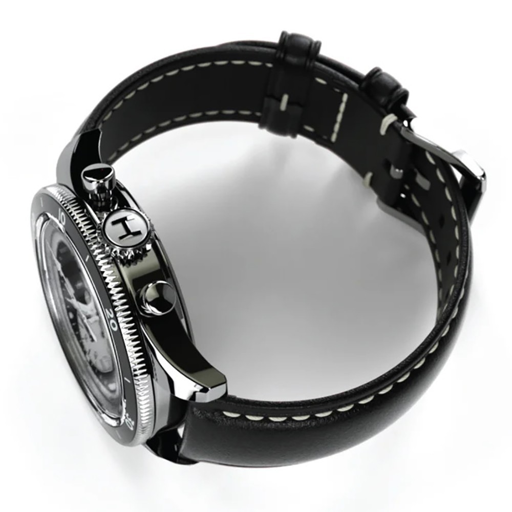 HEMEL Airstream Mechanical Chronograph Steel White Leather Black Men’s Watch