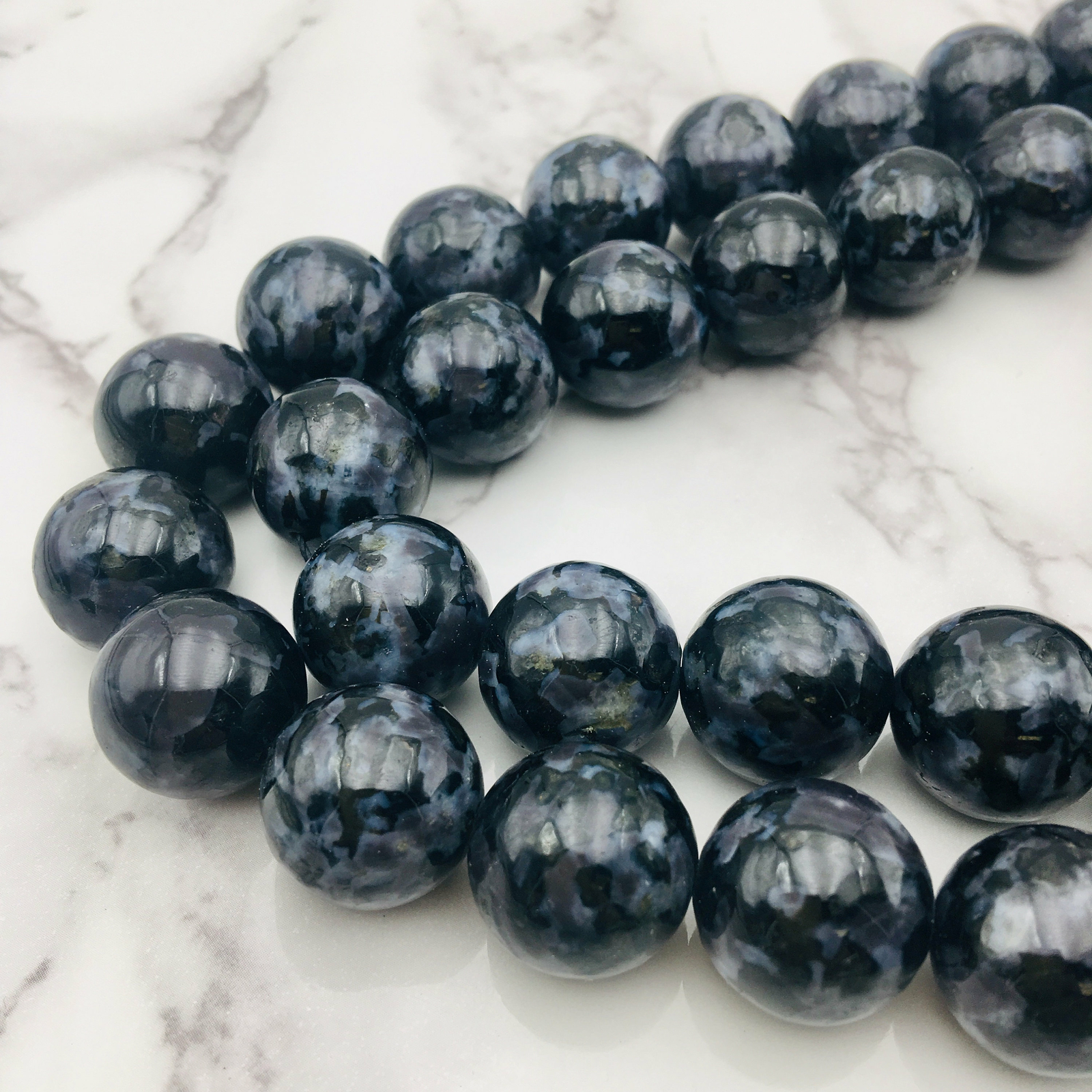 Indigo Gabbro Smooth Round Beads 6mm 8mm 10mm 12mm 14mm 16mm 18mm 15.5″ Strand