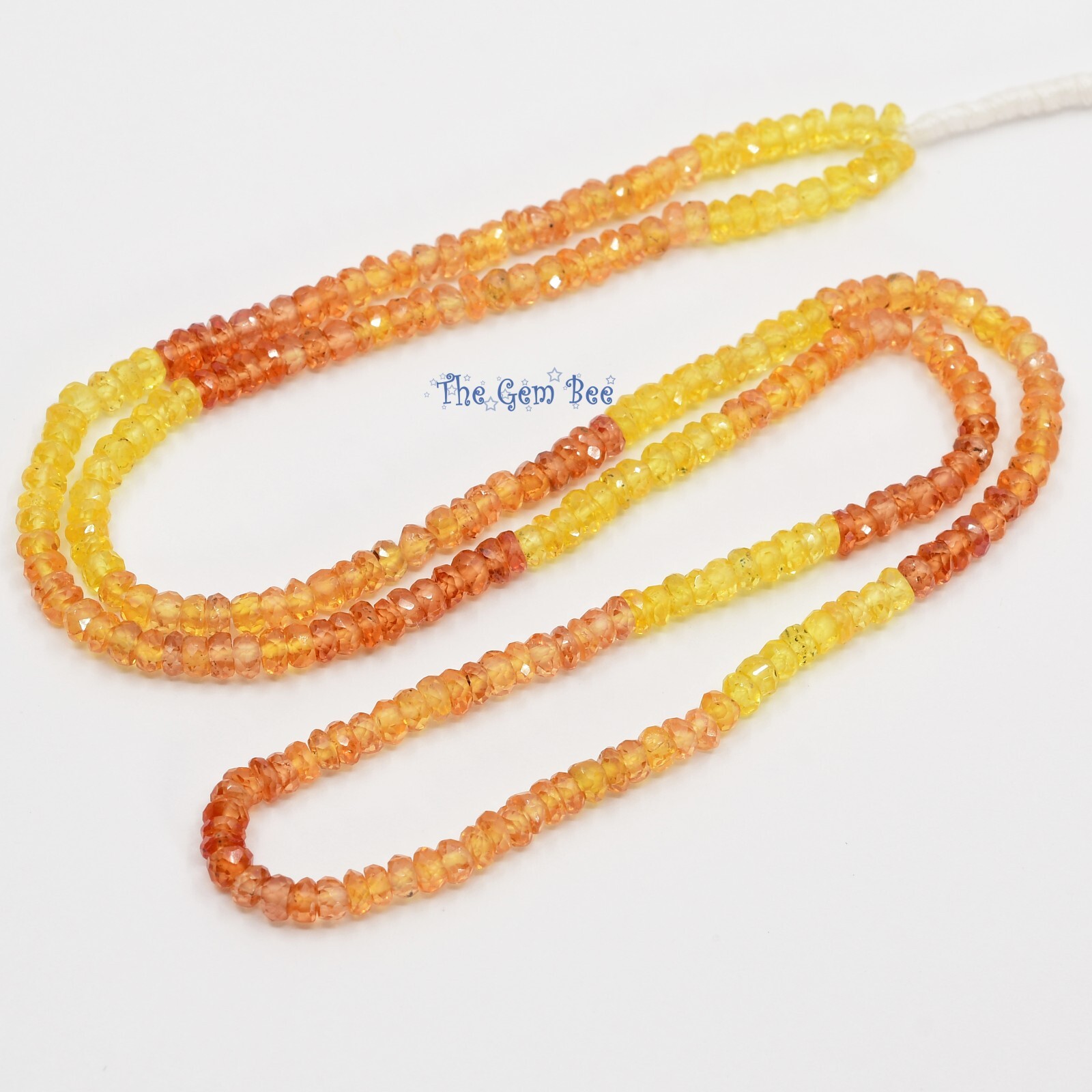3.2mm-3.5mm Natural Yellow Orange Padparadscha Sapphire Faceted Rondelle 18″ Str