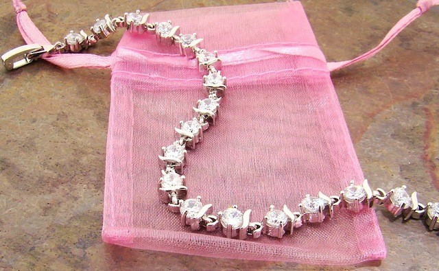 Crystals Tennis Bracelet Made with Swarovski Austrian Crystals 7.5 Inches