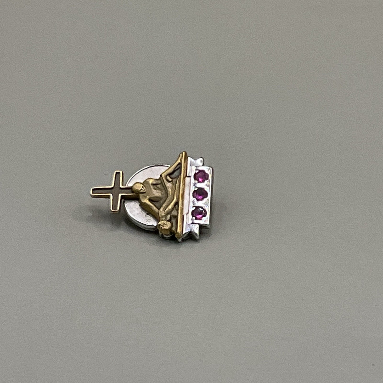 Lapel Pin 1/5 10K GF Gold Filled Ruby Religious Christianity Signed cTo