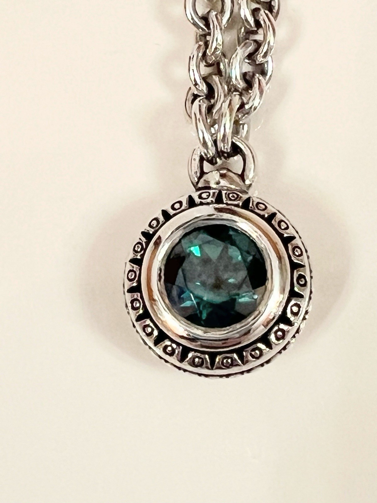 David & Ronnie Necklace 21.5” Silver (925) w 14K Accents, Lab Created Emerald