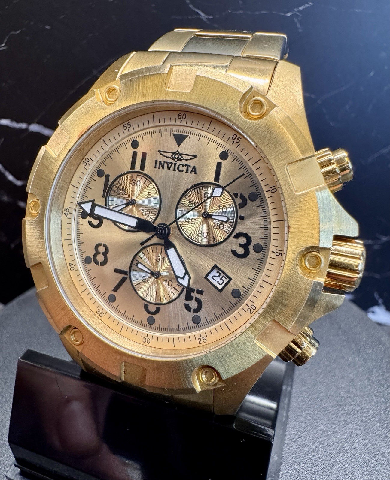 Invicta Specialty Men’s Chronograph Date Quartz Watch 50mm Gold Tone 100m
