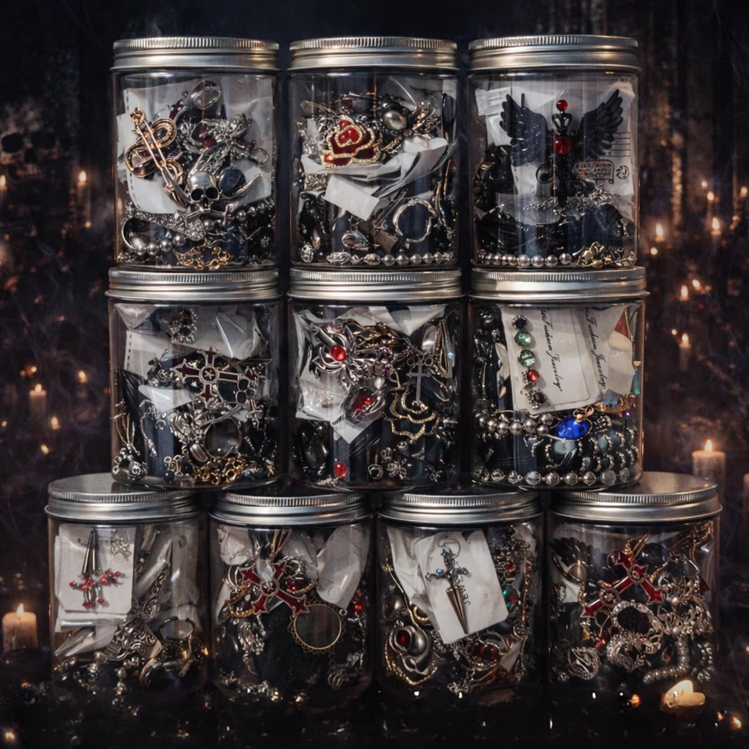 Gothic Mystery Jewelry Jar Witchy Jewelry Gift Set Surprise Jewelry Set Includes