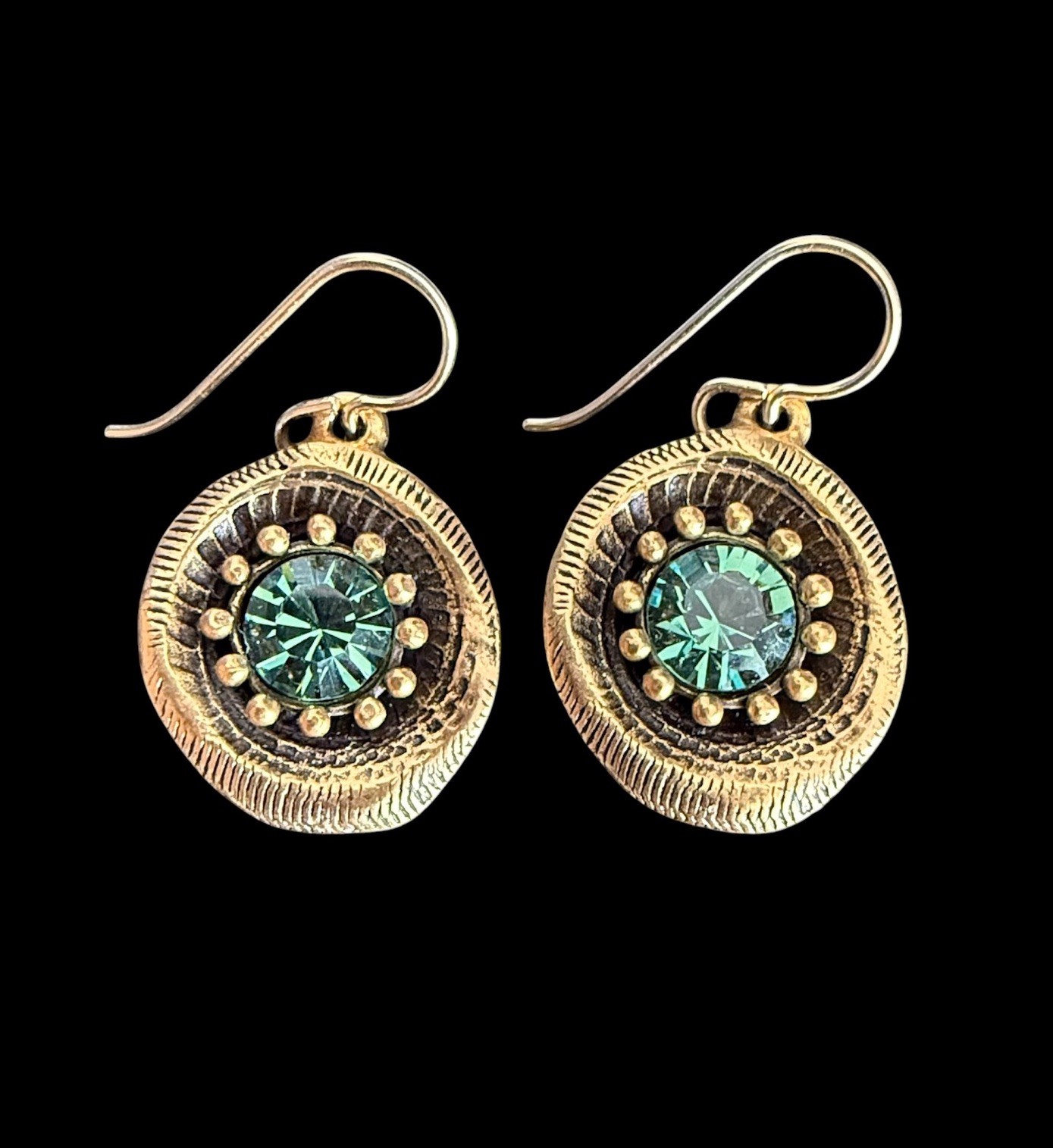 NEW Patricia Locke IMPACT Gold / ERINITE Crystal French Hook EARRINGS USA SIGNED