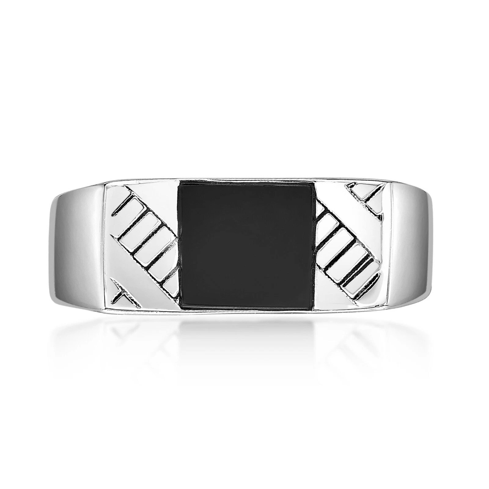 Black Onyx Mens Signet Ring 925 Sterling Silver Ring Party Ring Gift For Him
