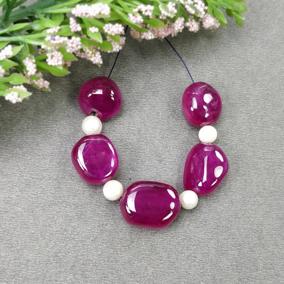 111.90cts Glass Filled Ruby Gems Uneven Cabochon Beads Tumbles 14*13mm-18*14mm