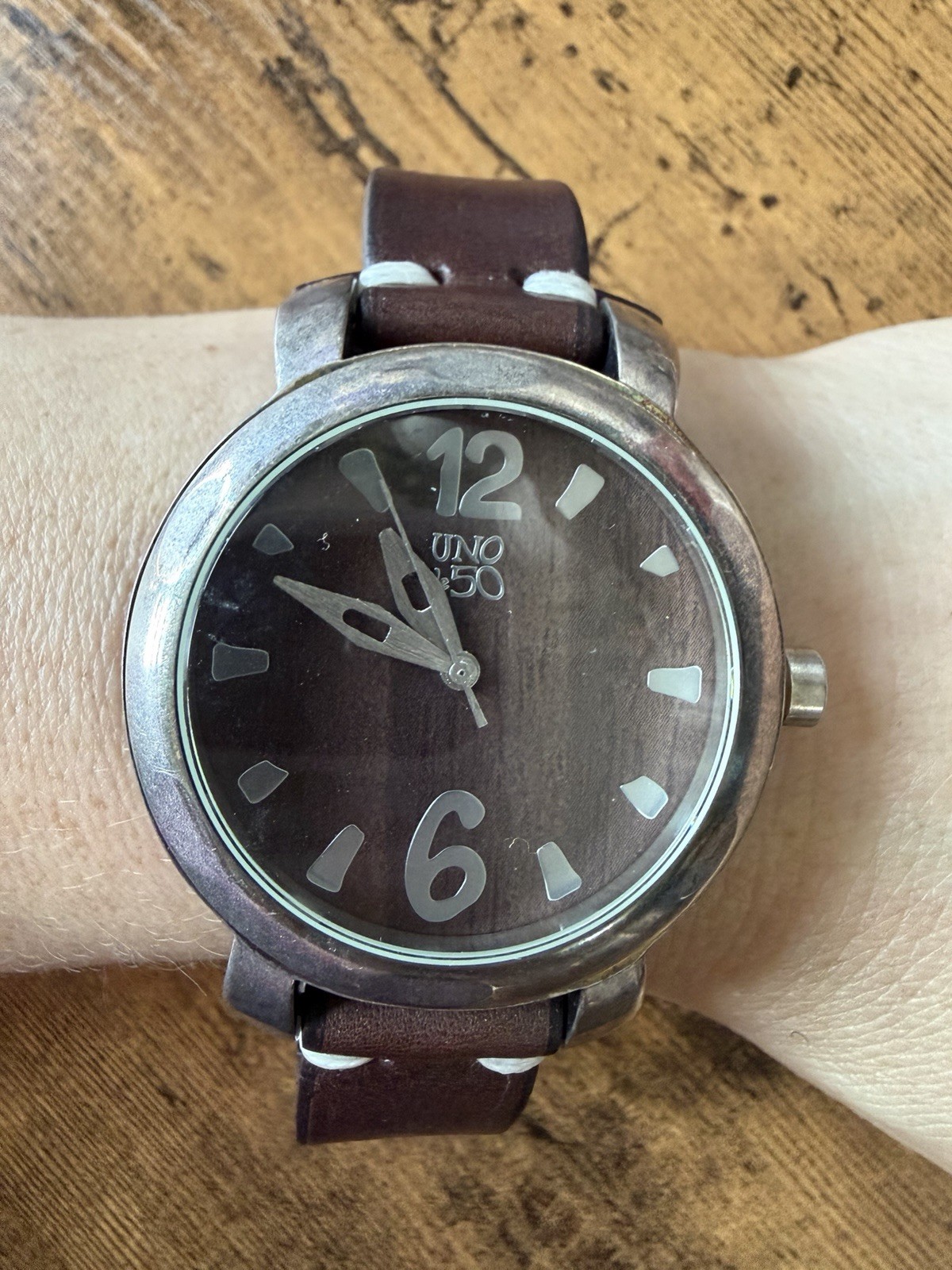 UNO de 50 Marmarmol Leather Watch Brown Silver Unisex Handmade Spain