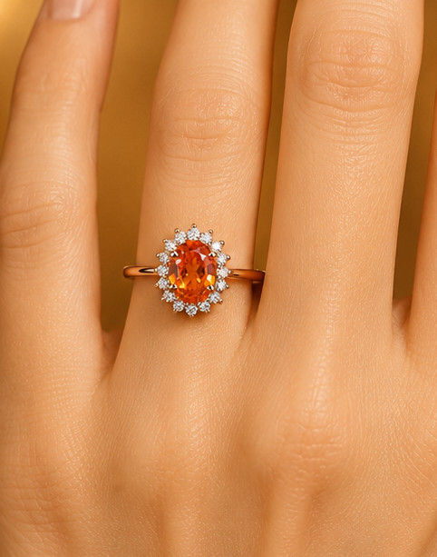 Lab Created Citrine Ring, Base Metal: Brass Finish: Gold Plated, Gift For Her