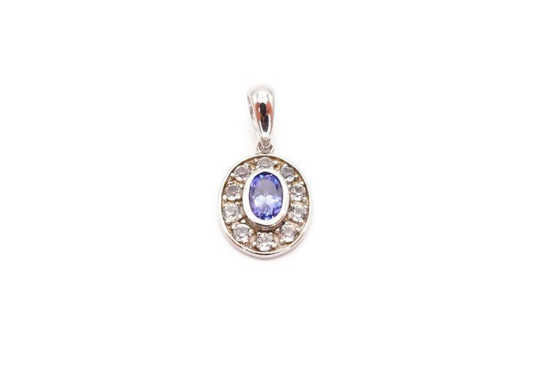 Sterling Silver 925 Iolite White Topaz Pendant