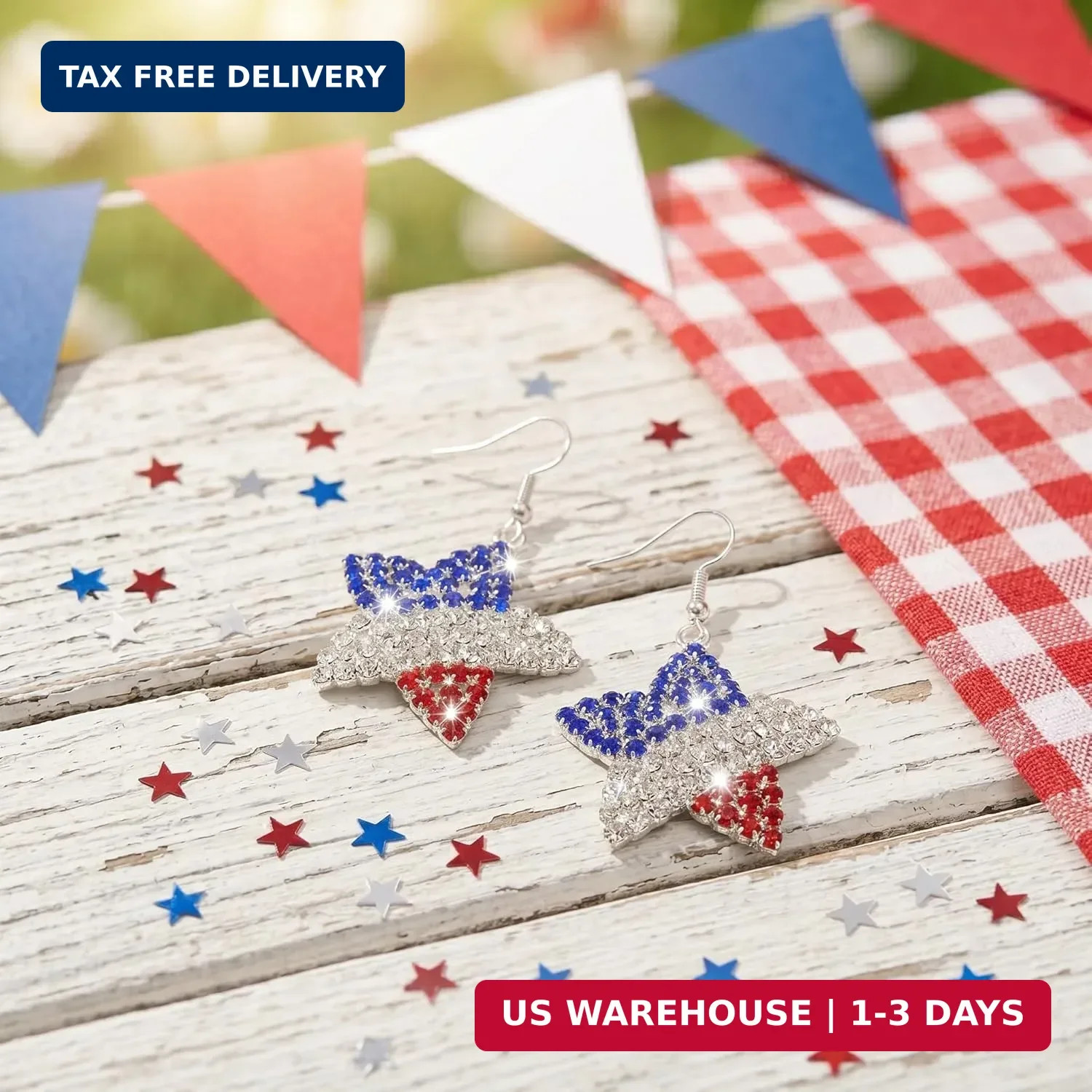 4th of July Patriotic Earrings Stud Dangle Drop Jewelry Gift for Women USA