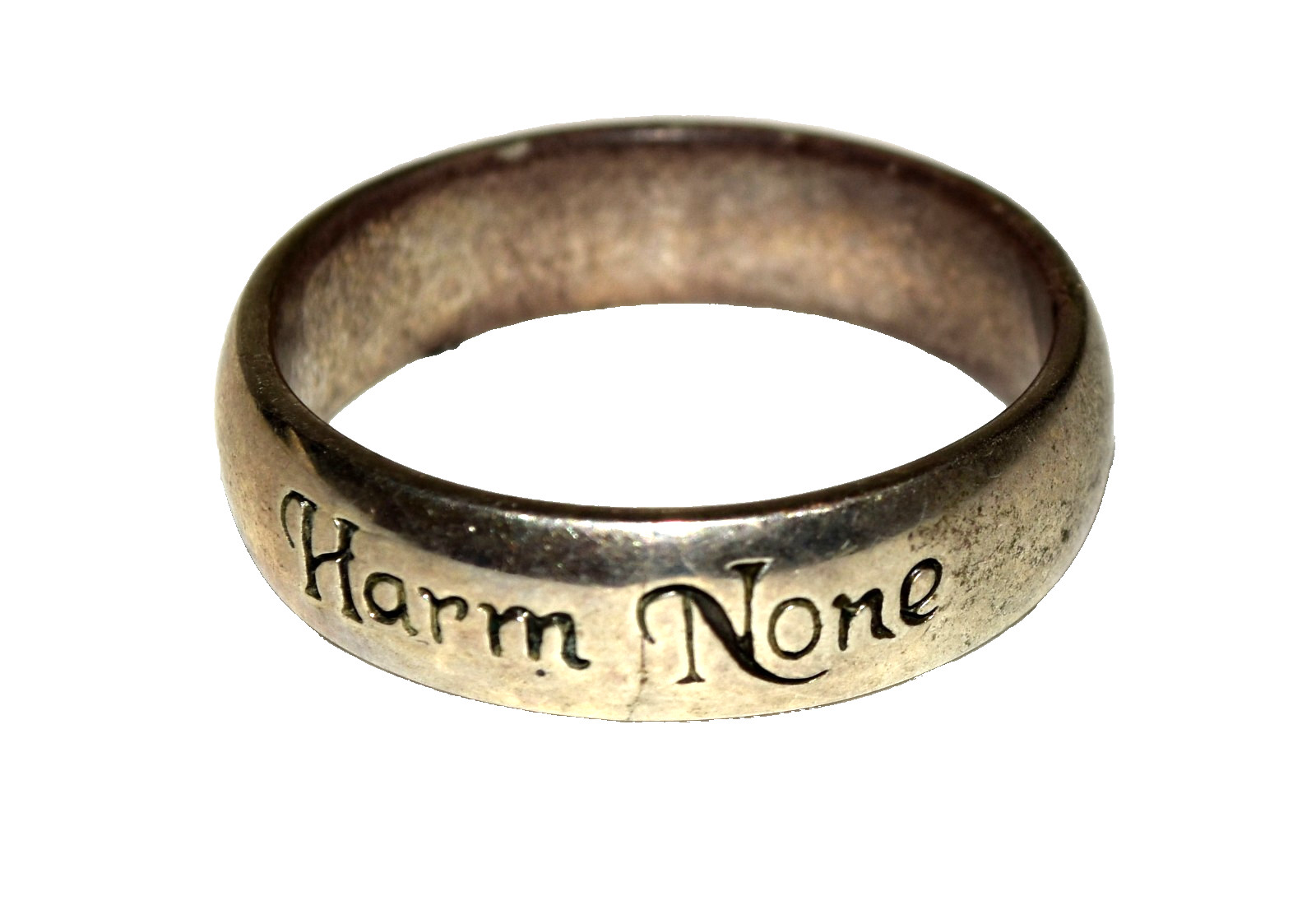 Vintage Peter Stone Signed PSCL Harm None Sterling Silver Ring 5.5 Gram Size 10