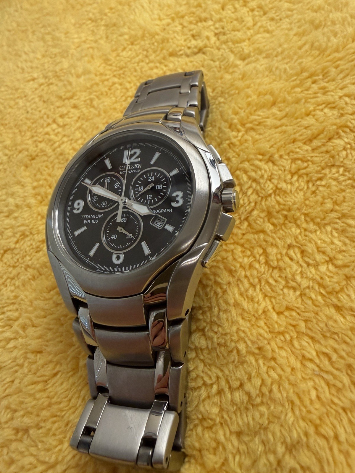 Men’s Citizen AT0940-50E Eco-Drive Titanium Black Dial Chronograph Date Watch