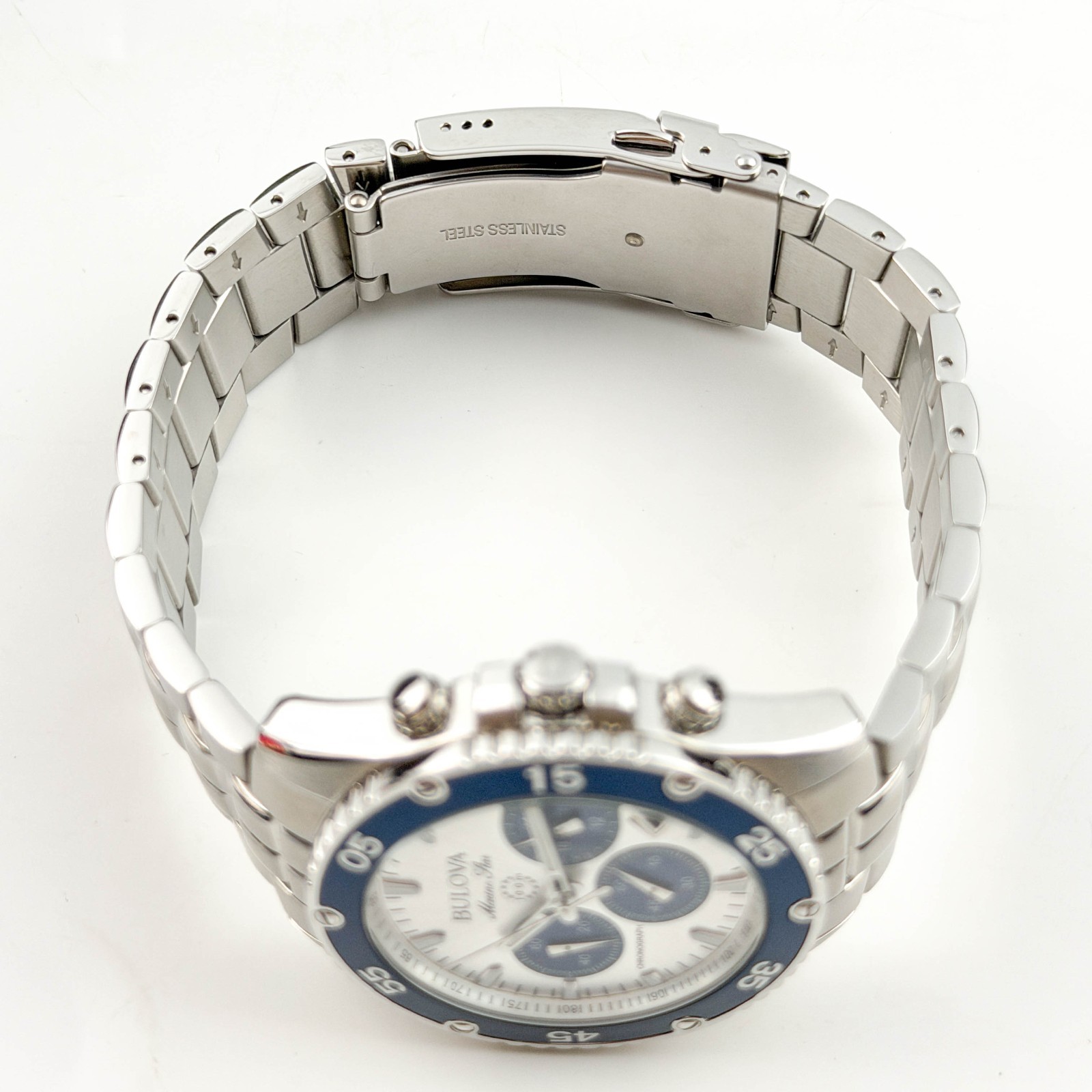 Bulova Marine Star 98B423 Chronograph Silver-White Dial Men’s Quartz Watch 41.5M