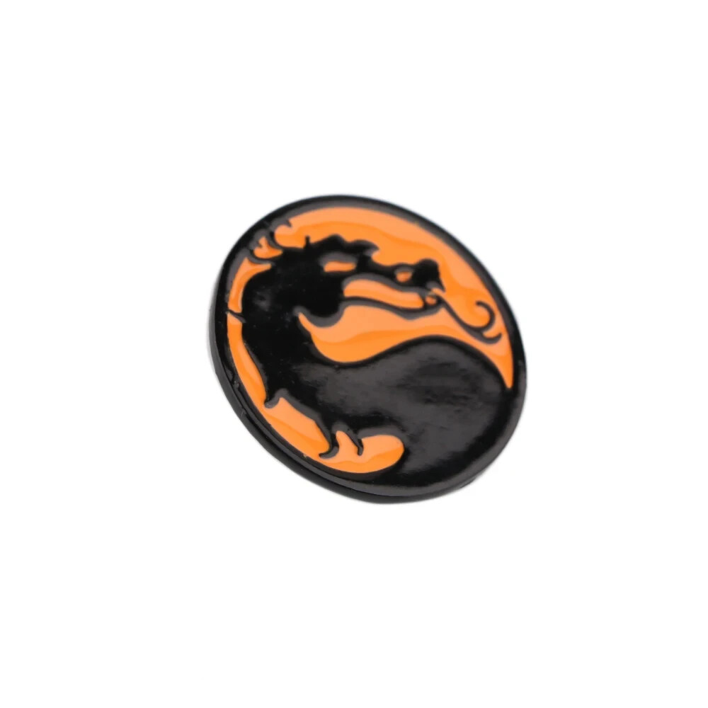Mortal Kombat Game Movie Dragon Orange Black Logo Enamel Metal Pin