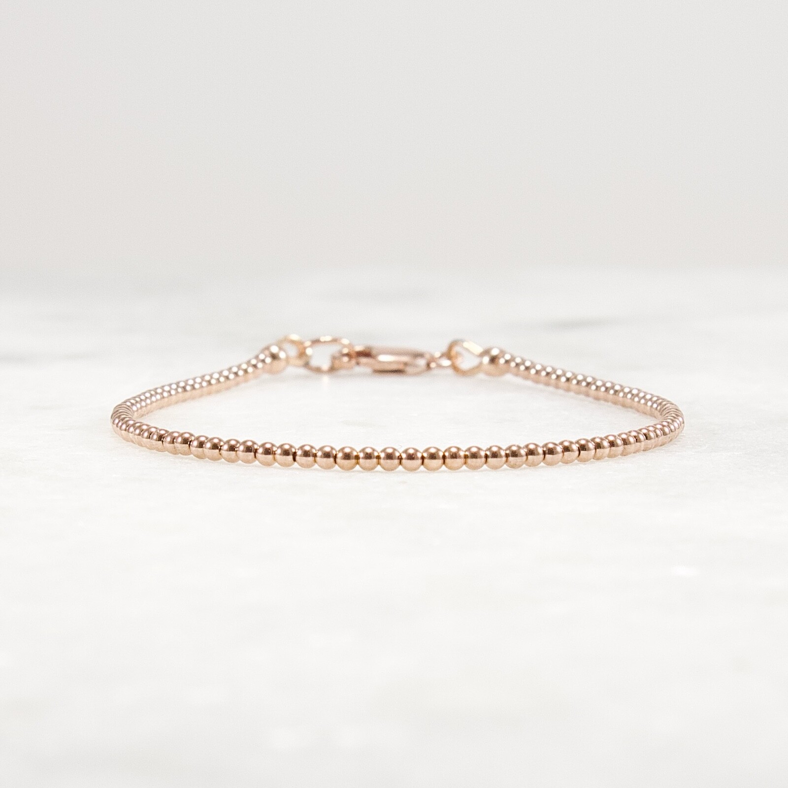 14k Rose Gold Filled Bracelet, 1.5mm bead, tiny beads