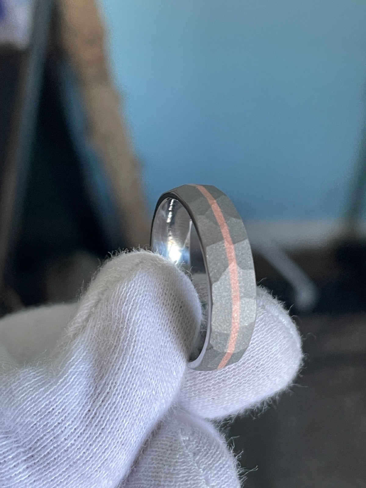 Sandblasted Copper and Titanium, Wedding Ring, 5mm Width, Made to Order