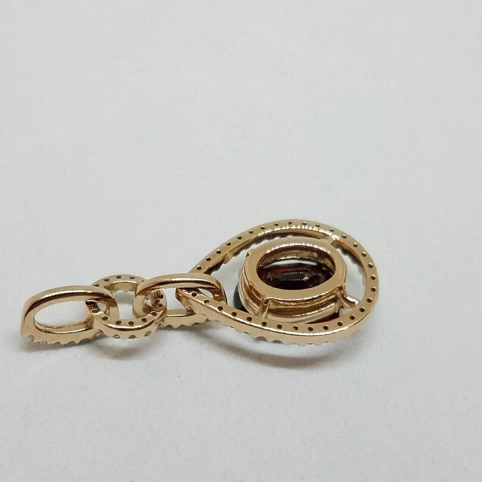 4 Ct Oval Cut Simulated Garnet Women’s Wedding Pendant 14K White Gold Plated