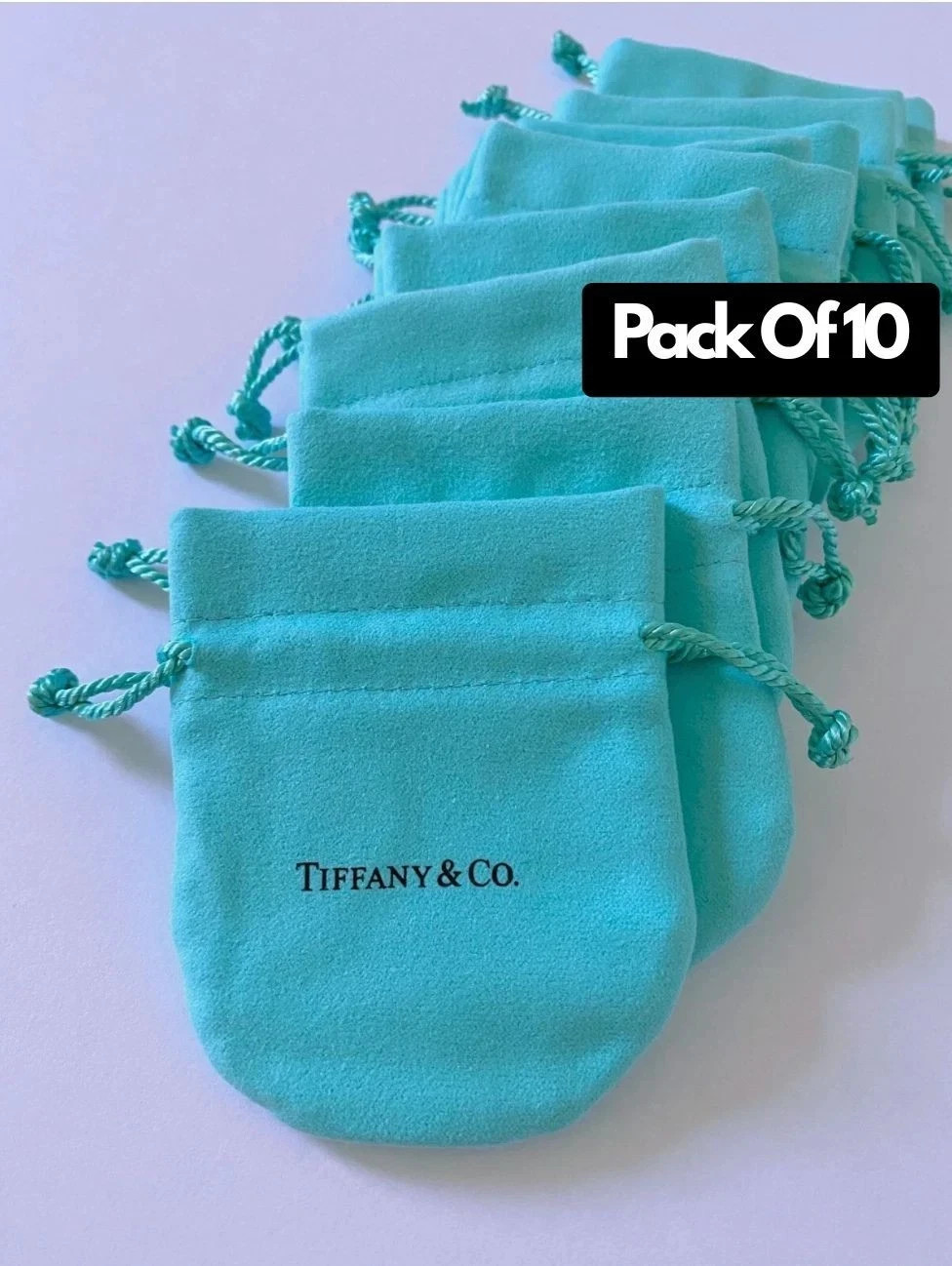 10pc Tiffany Empty Blue Jewelry Pouch Drawstring Bag Small New Lot of 10