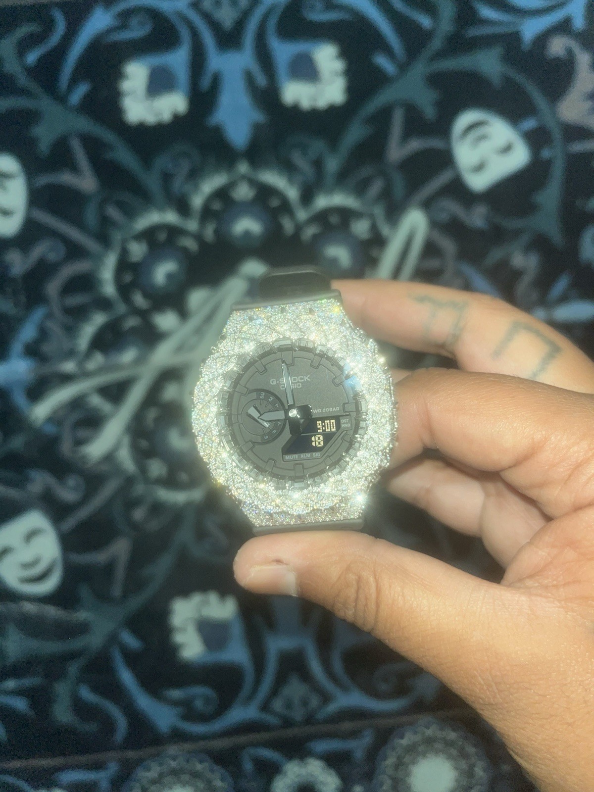 Casio G-SHOCK GA-2100 Black Watch 925.Silver with diamonds