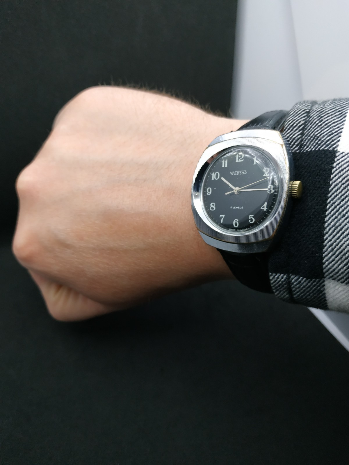 Men’s Dress Watch Wostok Vintage USSR Mechanical 2409A Retro Vostok Black Soviet