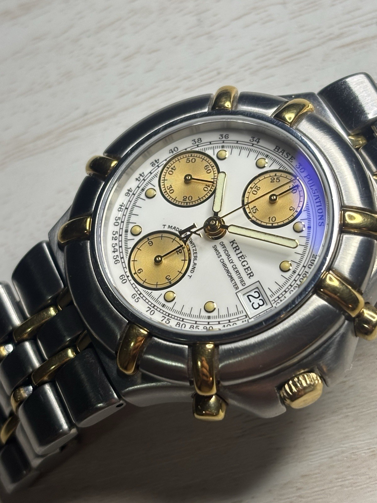 18K & Stainless St. Krieger B929 Automatic Tri Chronograph Certified Chronometer
