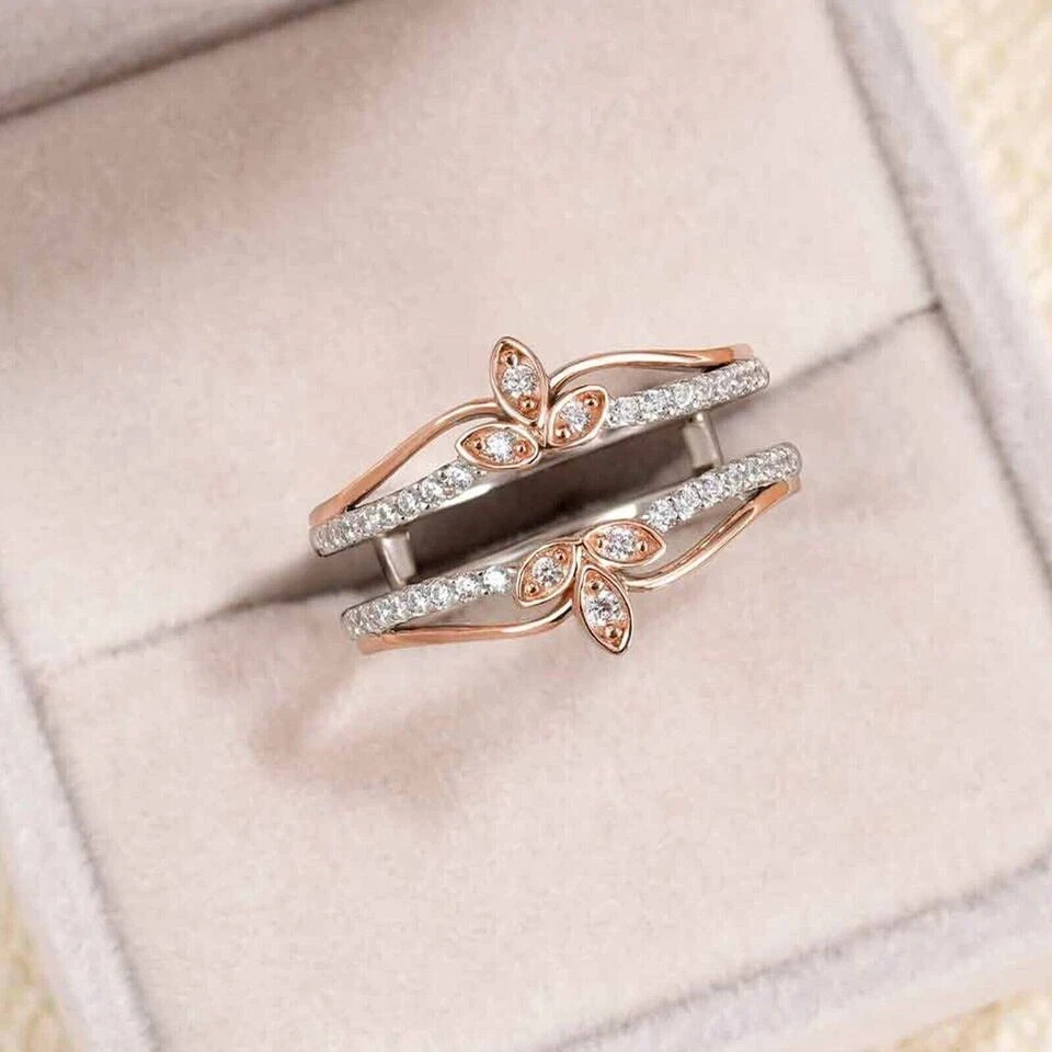 0.50CT Lab Created Diamond Enhancer Wrap Guard Band Ring 14K Two Tone Plated