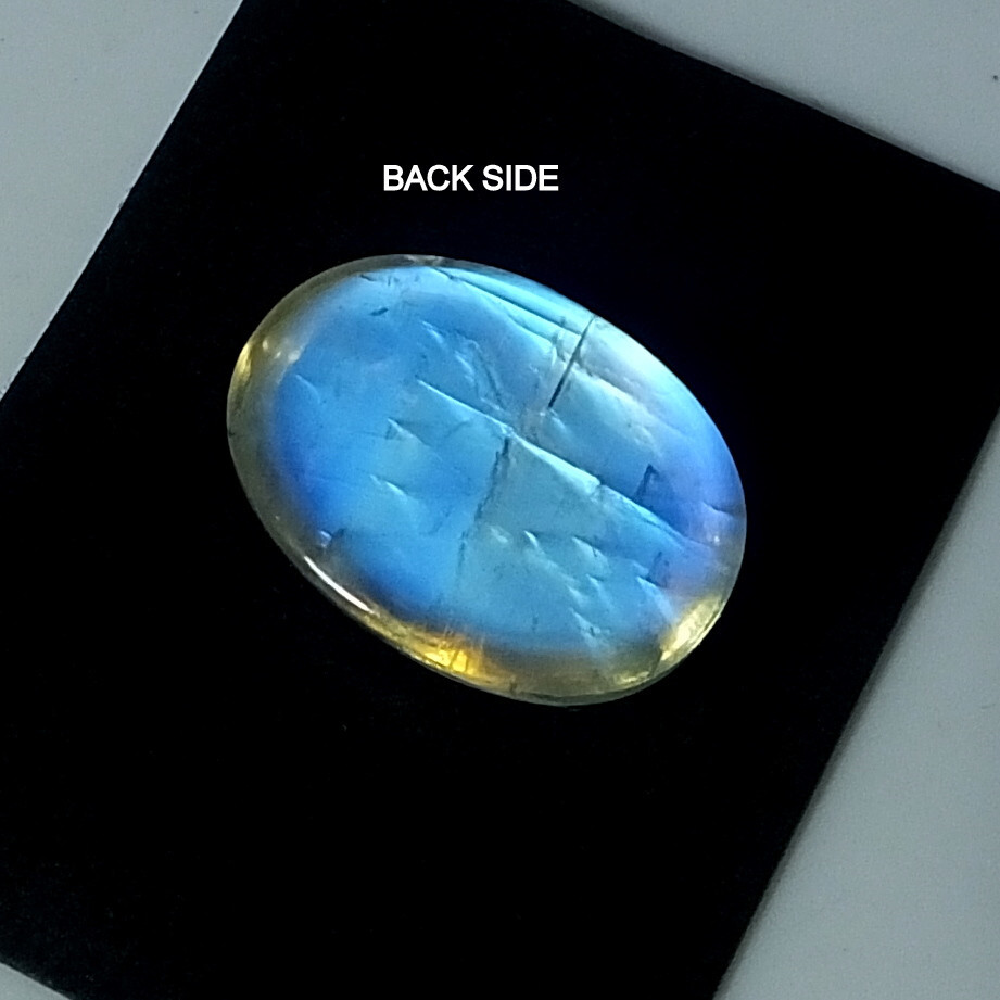 AAA+ Rainbow Moonstone Cabochon Blue Fire 6.20 CTS 14X10 mm Oval Natural Stone