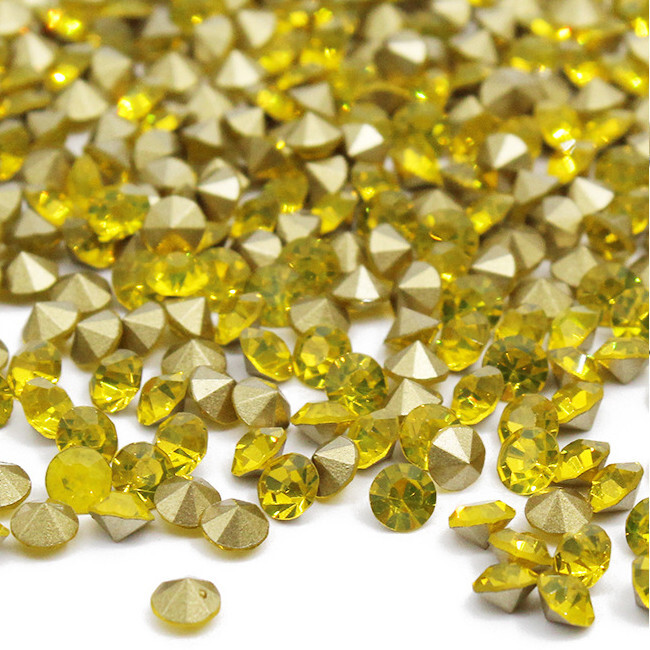 10 Bag Faceted Glass Pointed Rhinestone Findings Back Plated 1.9~2mm 1440pcs/Bag